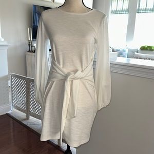 White cotton dress with tie